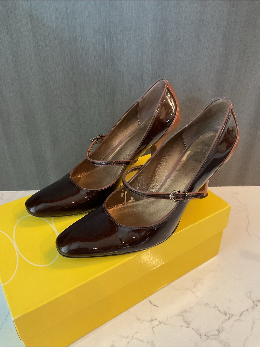 Circa Joan & David Patent Mary Jane Heels in Dark Bronze
